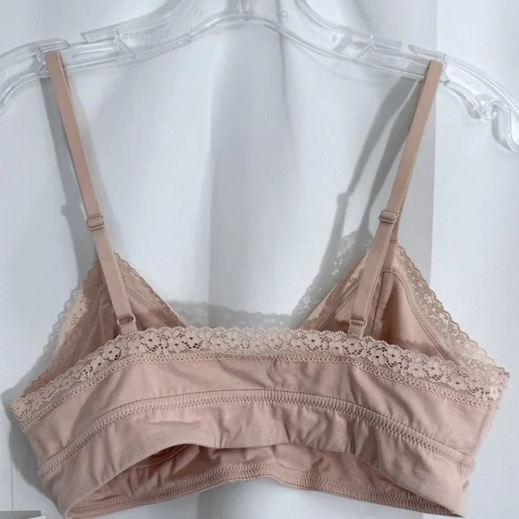 NWT Jenni On Repeat Wide Band T-Shirt Bralette With Lace Trim In Beige Size Med - Picture 4 of 8